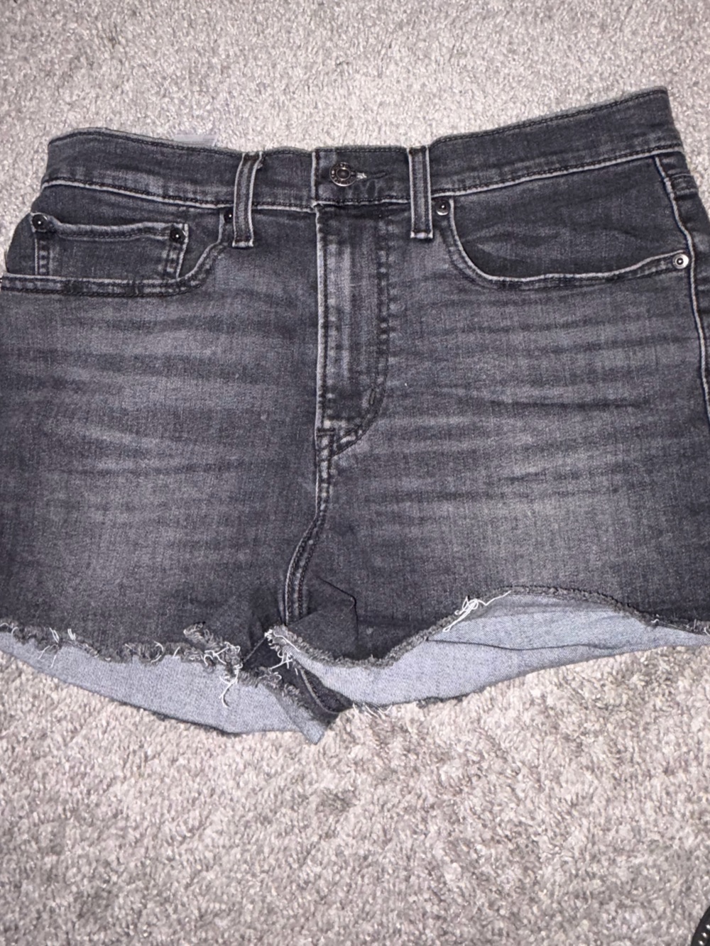 Levi's High Rise Distressed Denim Cutoff Shorts Gray Wash - Size 30 - Picture 9 of 9